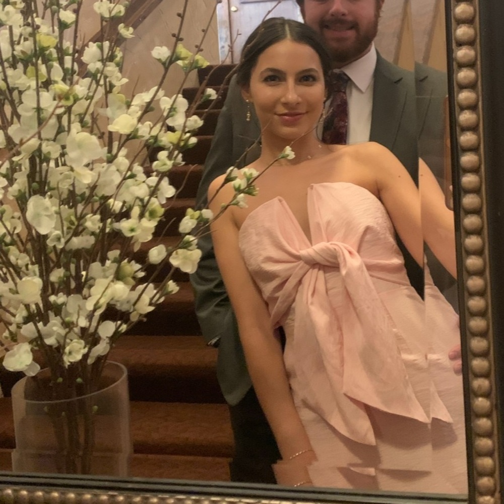 Elegant Pink Strapless Midi Dress, Petal and Pup
